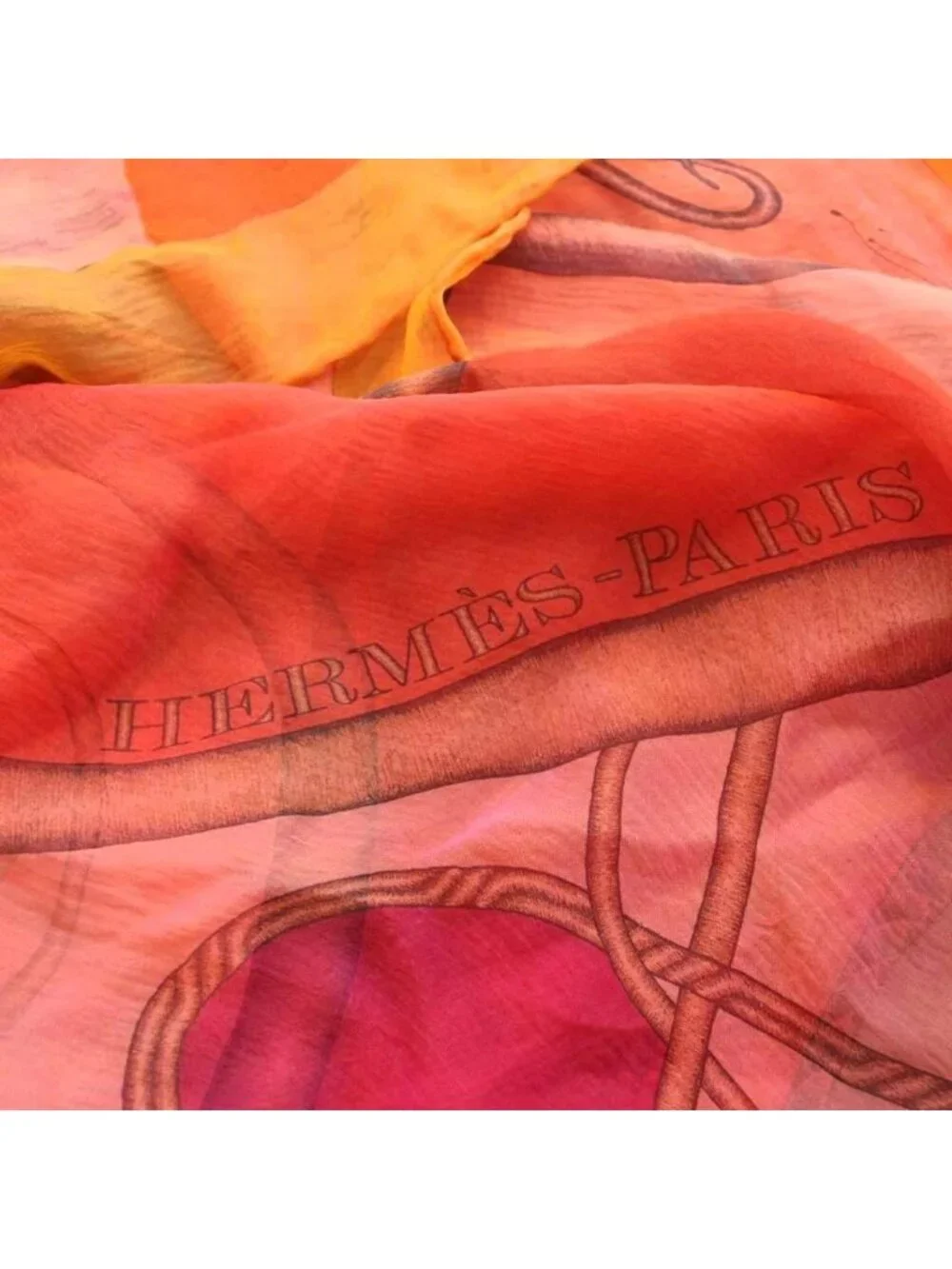 Hermes Carre 140 Coupde Fouet Shawl Scarf Large All Over Pattern Silk Orange
